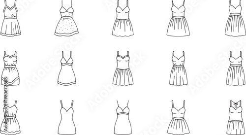 Collection of black and white line of women's summer dresses sundress women's clothing fashion
