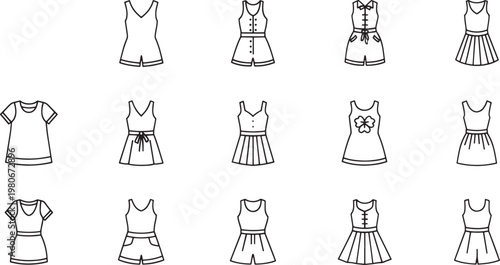 Collection of black line of women's summer clothing fashion dress romper