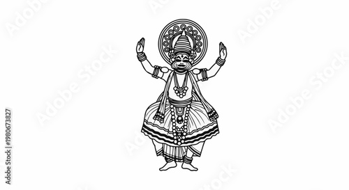 Traditional performer in elaborate costume with headdress and jewelry