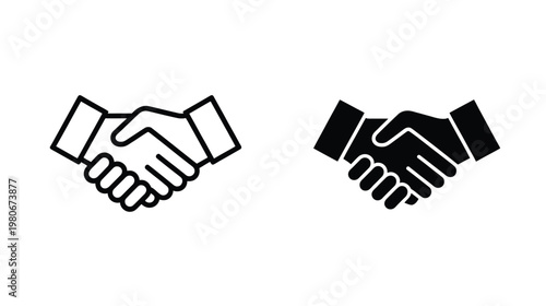 Handshake icon vector line and solid style design representing deal agreement partnership trust cooperation clean illustration