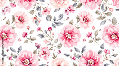 Fresh spring blossoms arranged in seamless watercolor design bring warmth softness and beauty into any space today