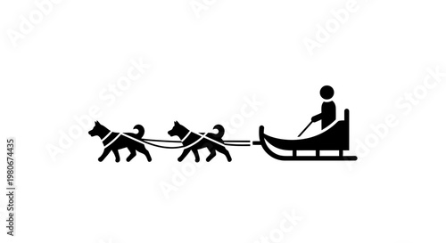 Dog sled team in silhouette winter.