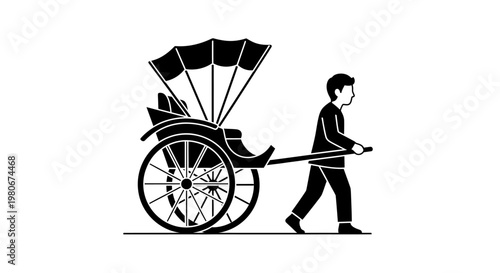 Man pulling a rickshaw cart.