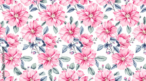 Colorful wildflowers painted in watercolor style form lively seamless pattern perfect for cheerful decorative backgrounds today