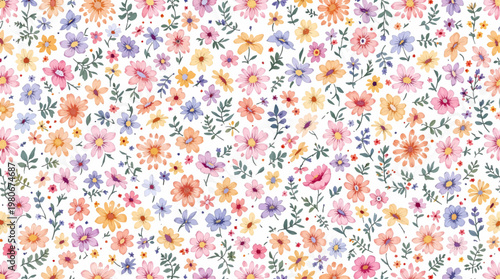 Fresh spring blossoms arranged in seamless watercolor design bring warmth softness and beauty into any space today