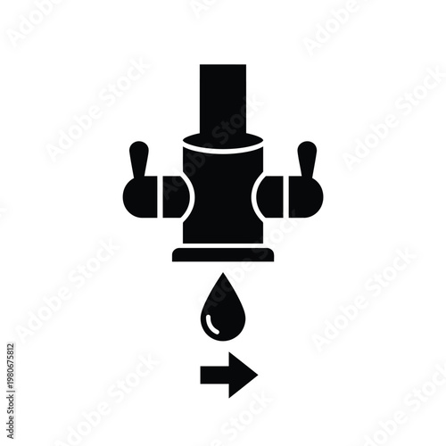 Black icon of a faucet with water dropping Vector