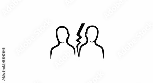 Two figures separated by a jagged line, symbolizing conflict or division