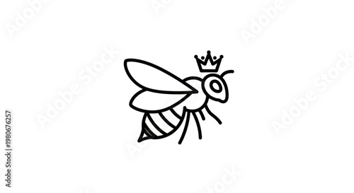Bee wearing a crown royalty insect.