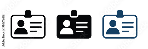 Id card badge icon vector set for identification card ui design clean symbol isolated on white background