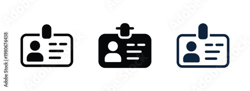 Id card badge vector icons set identification card symbol for office access and profile design isolated on white background