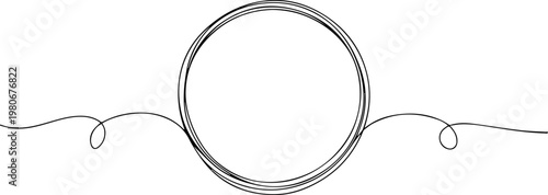 circle shape continuous one line drawing, Continuous one line circle stroke, Hand drawn circle frame on white background. one line drawing vector illustration, Continuous one line drawing of scribble