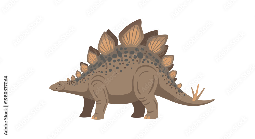 Fototapeta premium Stegosaurus standing still on plain white background