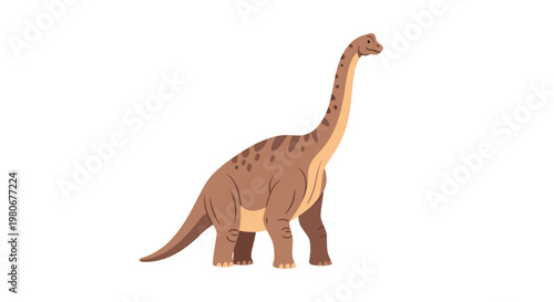 Sauropod dinosaur standing isolated on white background illustration
