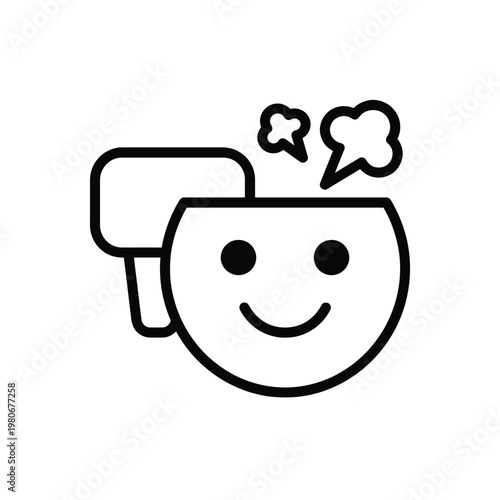 A smiling cartoon face with speech bubbles Vector