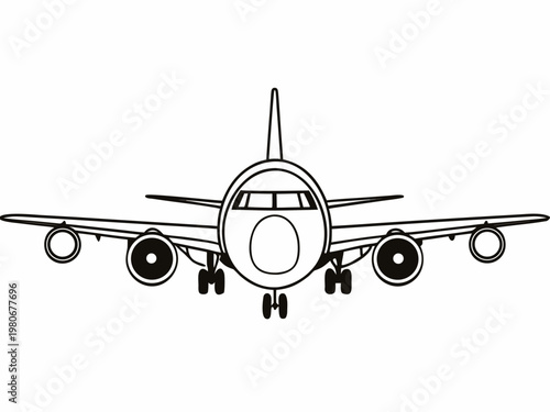 Commercial airliner approaching with landing gear lowered head on