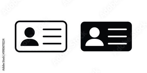 Id card outline vector icon set identification card identity document pass card face id drivers license symbol isolated on white background