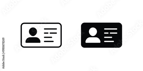 Id card outline icon set vector design identity document identification pass card drivers license face id clean symbol isolated on white background
