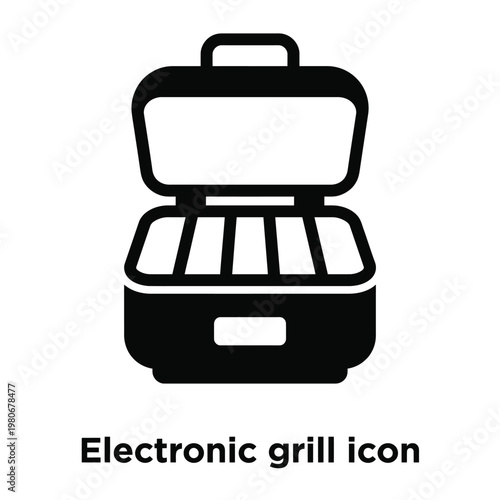 Electronic grill with lid open Vector