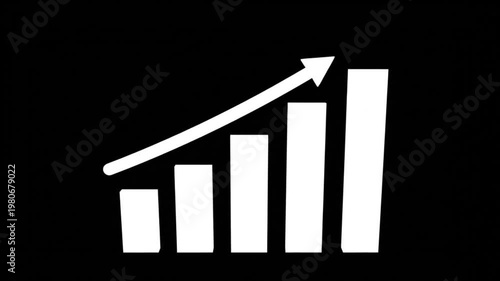 Wallpaper Mural Simple Animated Bar Chart Showing Positive Growth with an Upward Arrow on a Solid Black Background Torontodigital.ca