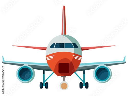 Commercial airliner front view on white background colorful livery