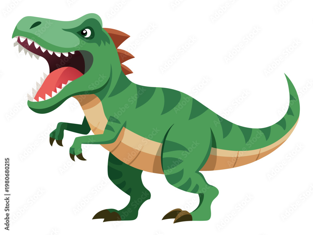 Fototapeta premium Tyrannosaurus rex snarling in side pose on white background