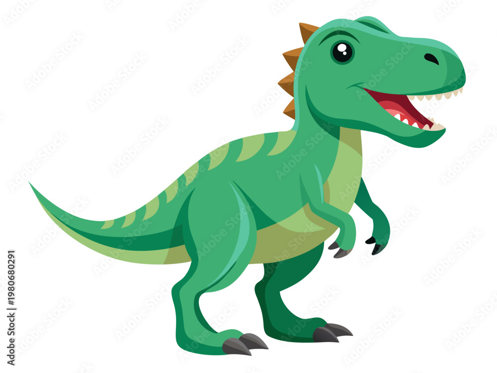 Fototapeta premium Cartoon friendly tyrannosaurus rex standing on white background