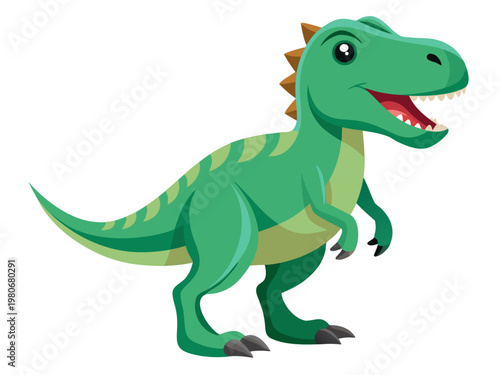 Cartoon friendly tyrannosaurus rex standing on white background