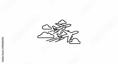 Three airplanes flying through clouds, two trailing lines