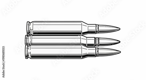 Three bullets are stacked horizontally, with their pointed ends facing right