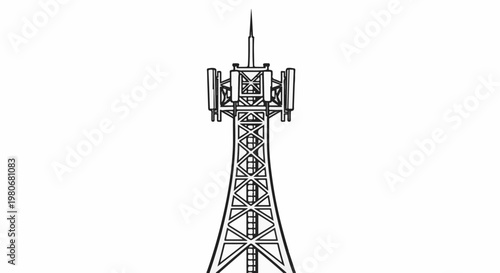 Tall lattice tower with antennae and communication dishes