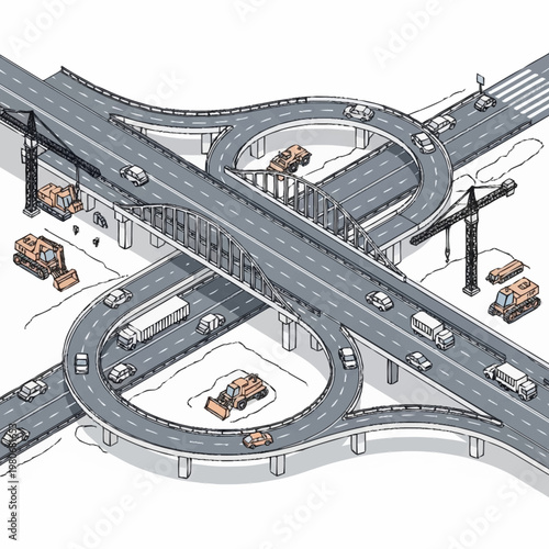 A complex highway interchange with multiple roads.