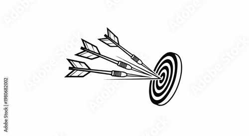 Three darts hitting a target with precision and focus