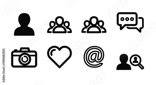 Silhouettes of human emotions and concepts in simple black and white Vector