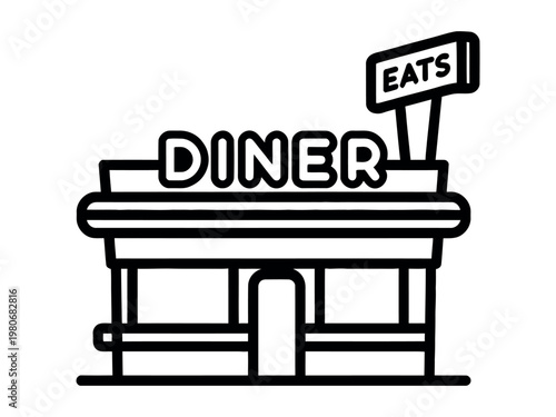 Diner building with an 'eats' sign vector illustration american diner food service fast food eating place casual dining restaurant building establishment breakfast architecture exterior