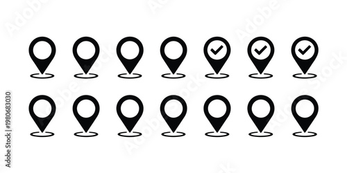 Map pin icon set vector location marker gps navigation pointer indicator collection clean modern style isolated on transparent background