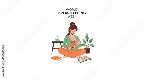 A mother breastfeeding her newborn baby at home.