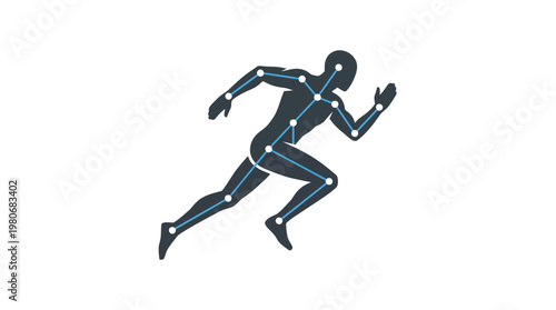 Silhouette Of Running Man with Data Points