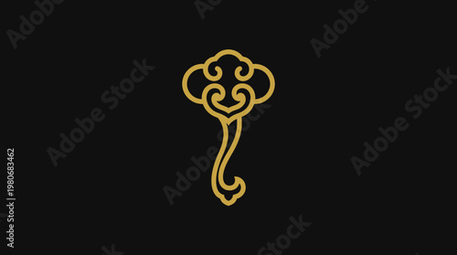 Elegant Cloud Key Design on Black Background