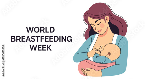 A mother breastfeeding her newborn baby for World Breastfeeding Week celebration.
