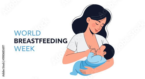 A loving mother breastfeeding her newborn baby illustration.