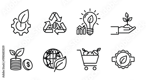 Collection of icons representing creativity and innovation in various fields Vector
