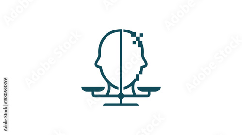 Dual Personality Represented by Human Heads on Scales