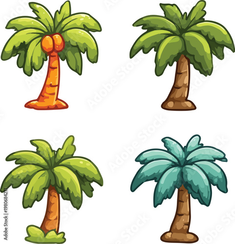 Tropical palm trees on a sunny beach island vector illustration of summer paradise landscape
