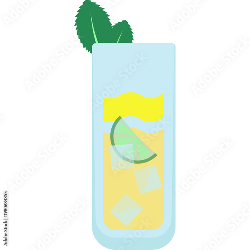 Refreshing Summer Drink Illustration with Lime and Mint
