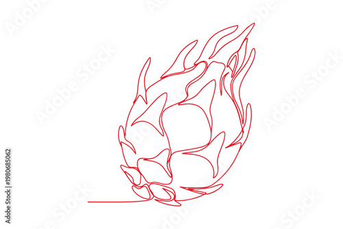 Minimal pitaya design created using one unbroken line in vector format.