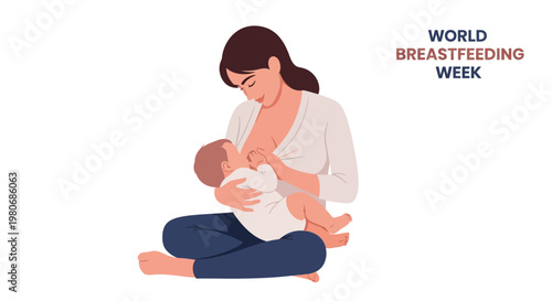 A mother breastfeeding her newborn baby in a supportive and nurturing pose.