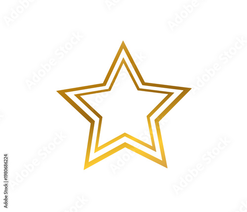 golden star with two outlines, star outline, golden, icon, isolate,