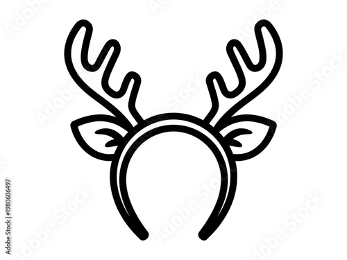 Hand drawn outline of reindeer antlers and ears on a headband a festive accessory christmas eve holiday season reindeer headband christmas accessory illustration celebration decoration