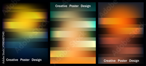 Creative Gradient Poster Design Set - Abstract Striped Blur Background Templates