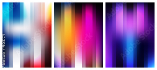 Abstract Gradient Background Set - Vertical Light Stripes, Neon Color Blur Wallpapers